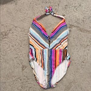 Reaction Kenneth Cole Colorful Striped One Piece Swimsuit